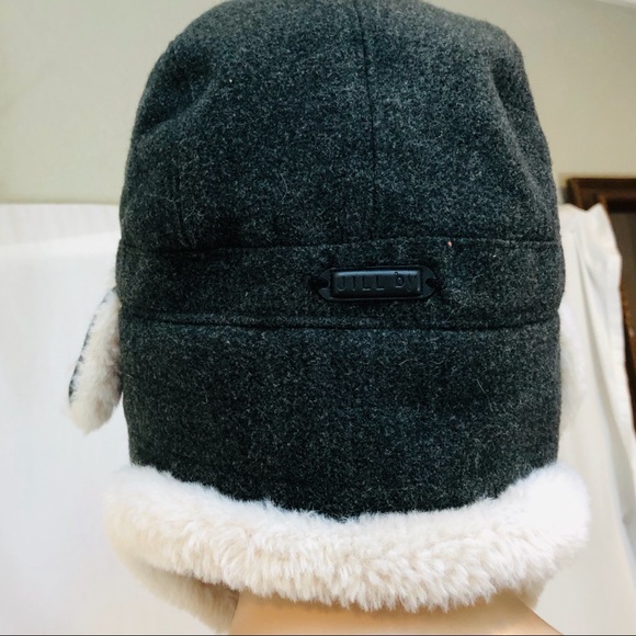 Jill by Jill Stuart Aviator Hat OSM Gray Flaps - Picture 4 of 6